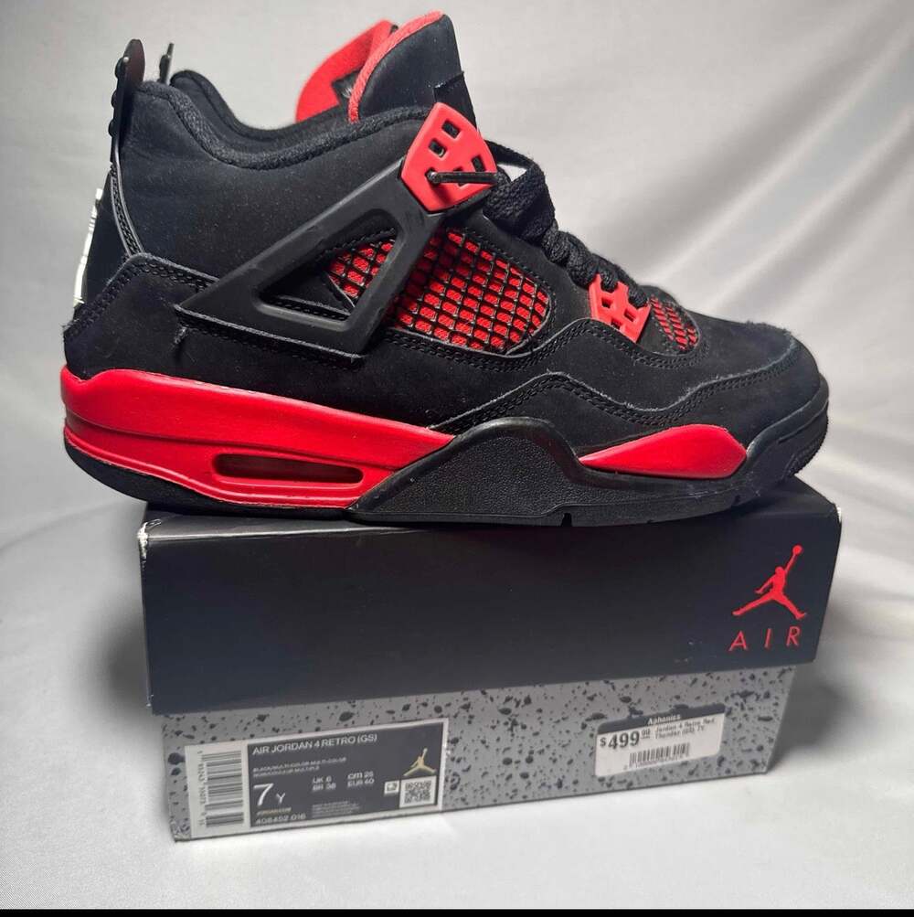 Size 7 - Nike Air Jordan 4 Retro GS Red Thunder Men's Shoes